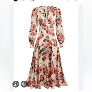 Retro Stage rose garden  Midi Dress